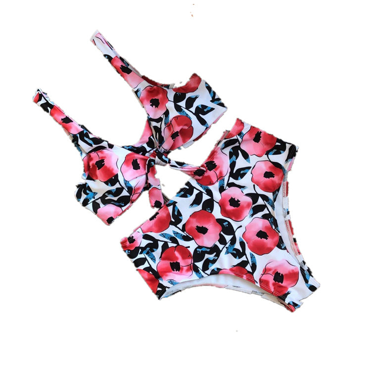 Cherry Print Bikini Push Up Front Knot Bikini Women Mujer Swimwear