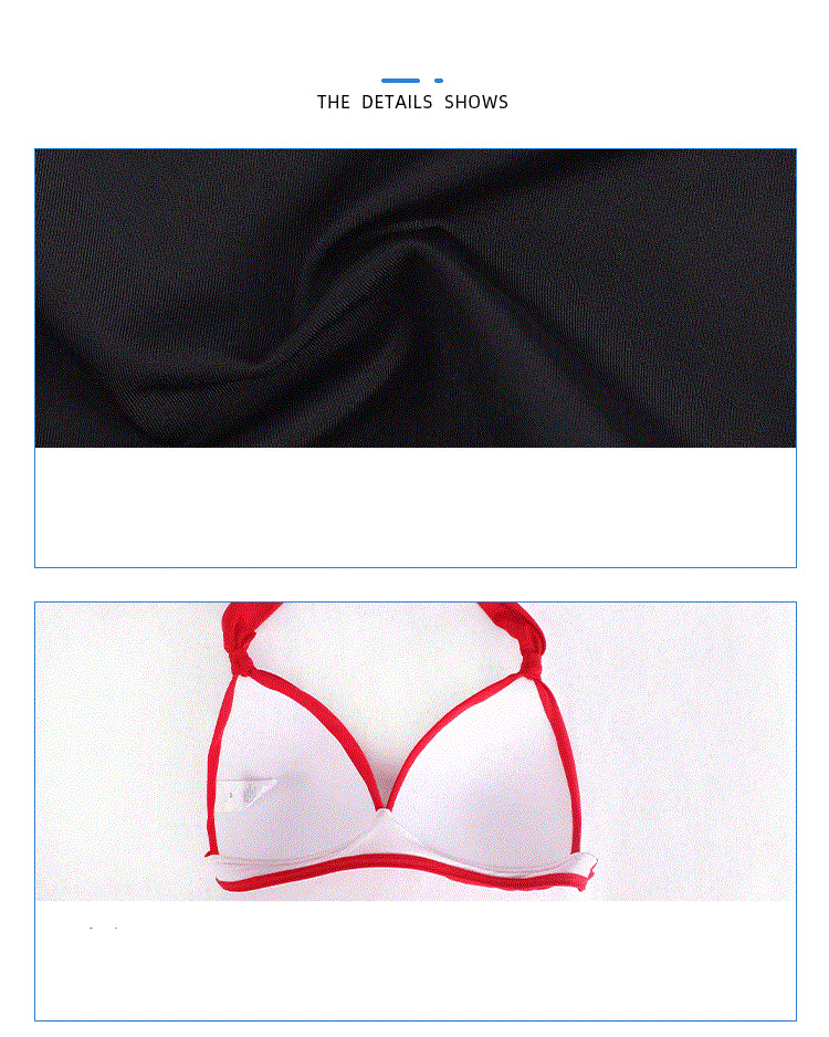 Bikini Unlined Top Strap Solid Color Wireless Swimsuit Swimwear Women